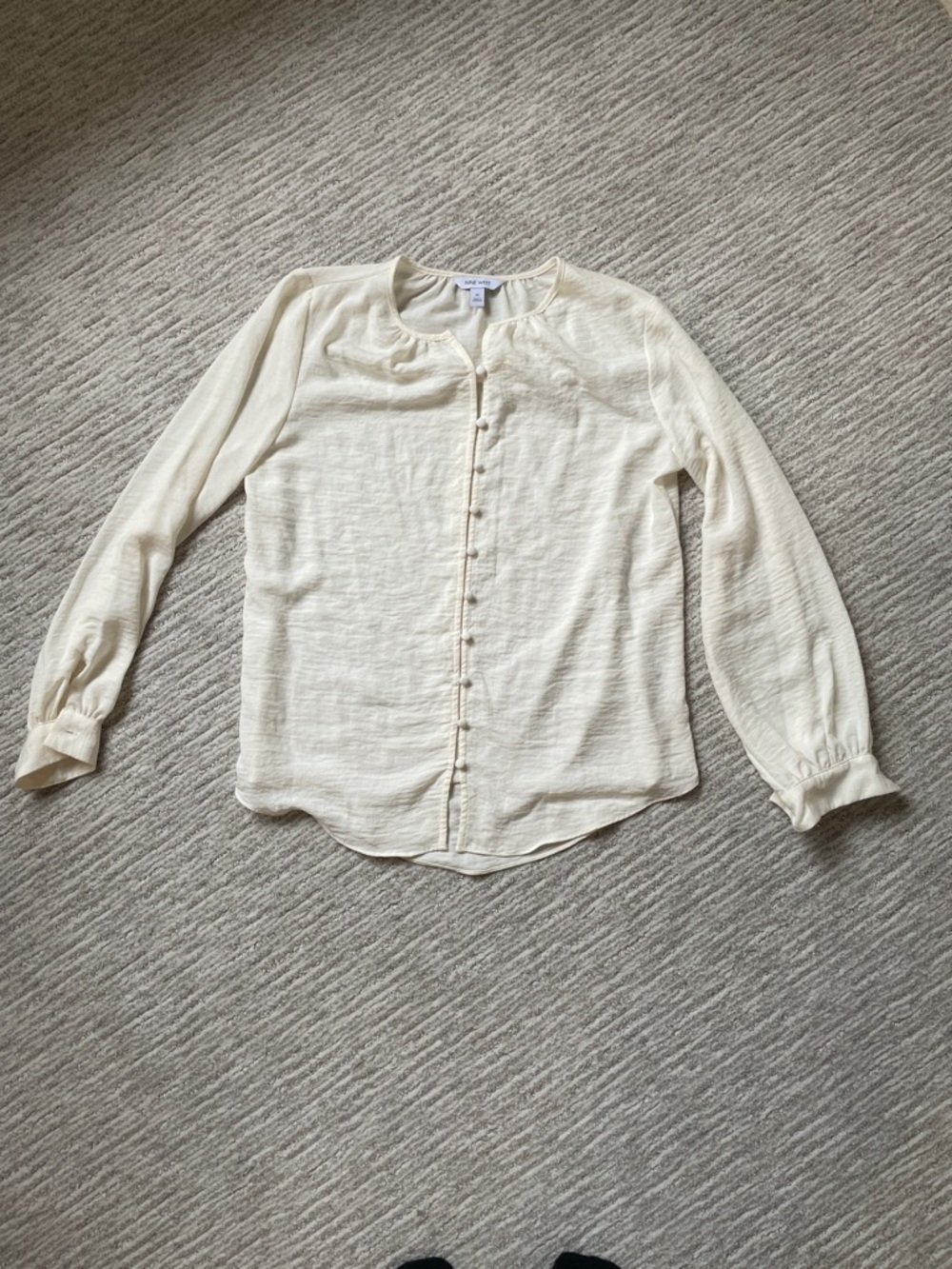 Nine West Soft Cream Button-Down Top